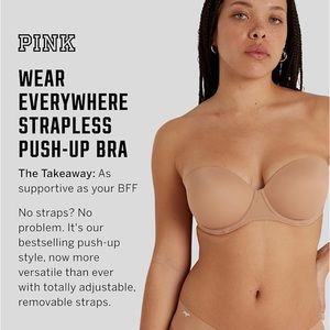 PINK Push Up Bra with Adjustable Straps